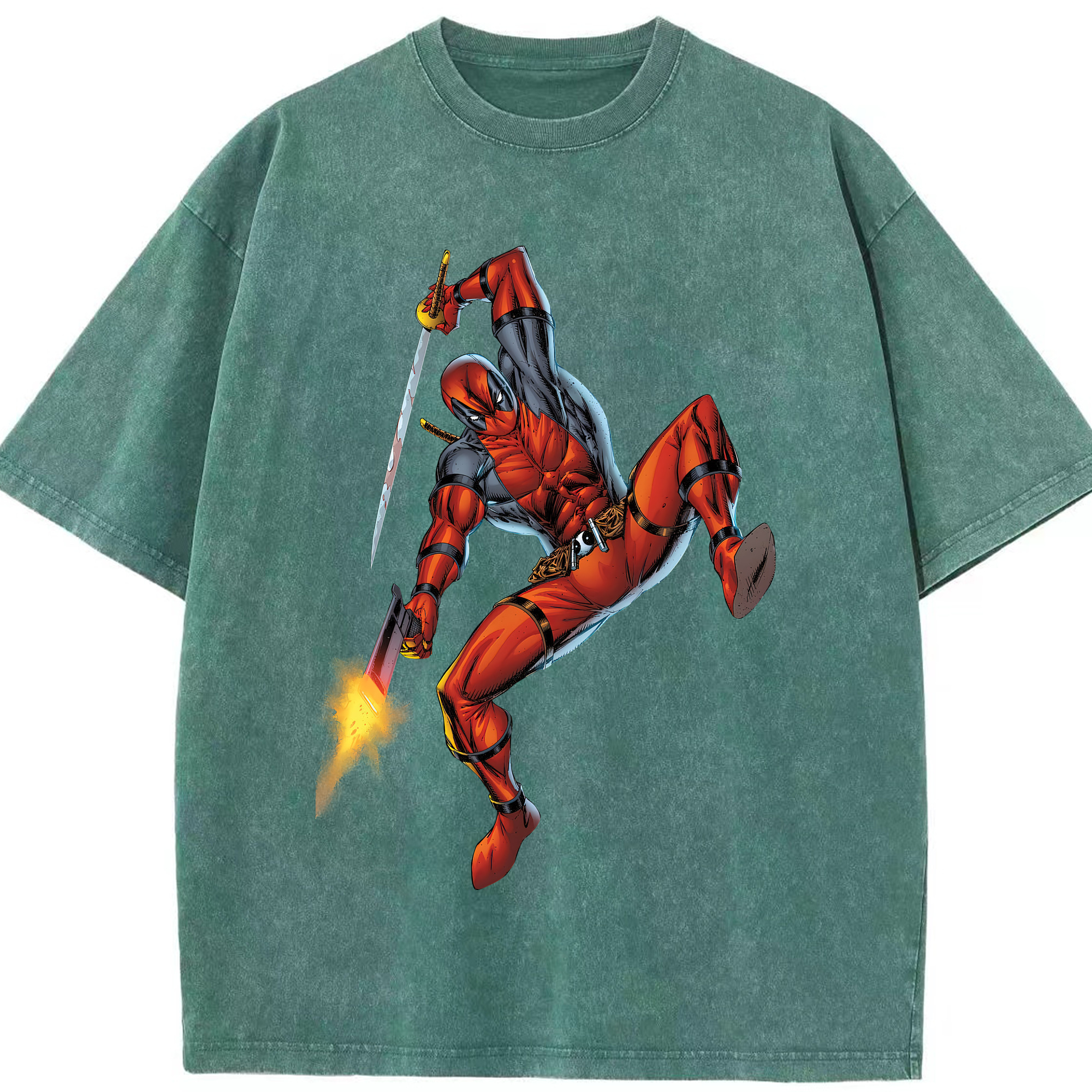 （画像用） Deadpool デッドプール 綿100% ヴィンテージ風 半袖Tシャツ（フロントプリント）